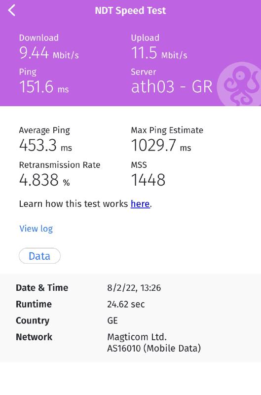 NDT speed test details